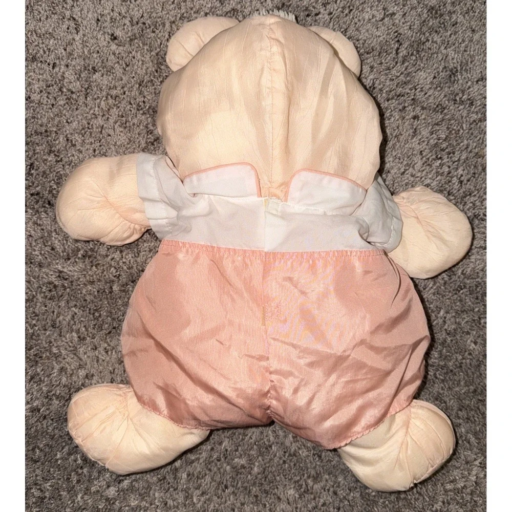 Vintage 1986‎ Fisher Price Puffalump Bear Cub 8006 Peach Plush Stuffed Romper